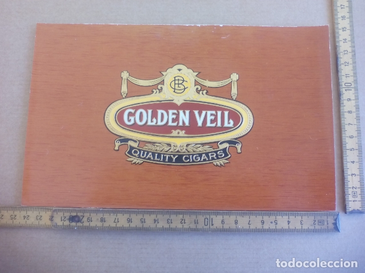 Etiquetas antiguas: GOLDEN VEIL. QUALITY CIGARS. ANTIGUA ETIQUETA DE CAJA DE PUROS CIGARROS Cigar Box Label VITOLA