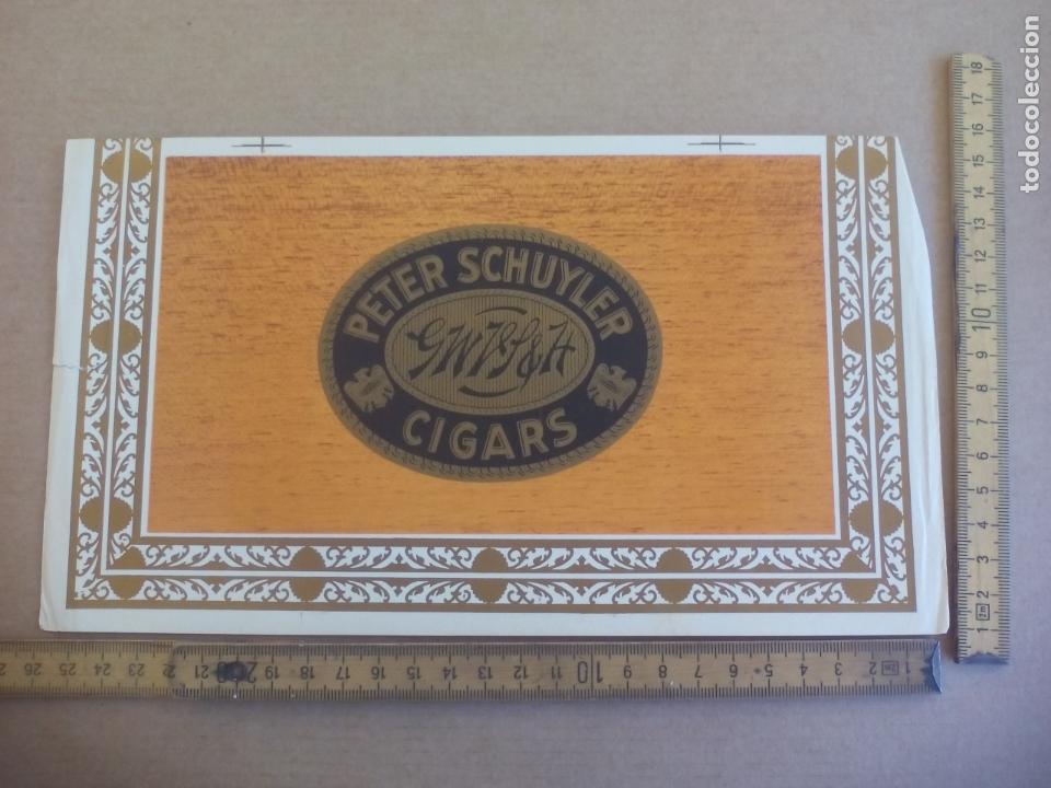 Etiquetas antiguas: PETER SCHUYLER CIGARS. ANTIGUA ETIQUETA DE CAJA DE PUROS CIGARROS Cigar Box Label VITOLA