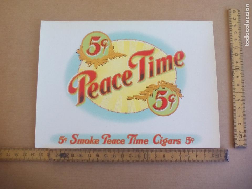 Etiquetas antiguas: PEACE TIME. ANTIGUA ETIQUETA DE CAJA DE PUROS CIGARROS Cigar Box Label VITOLA