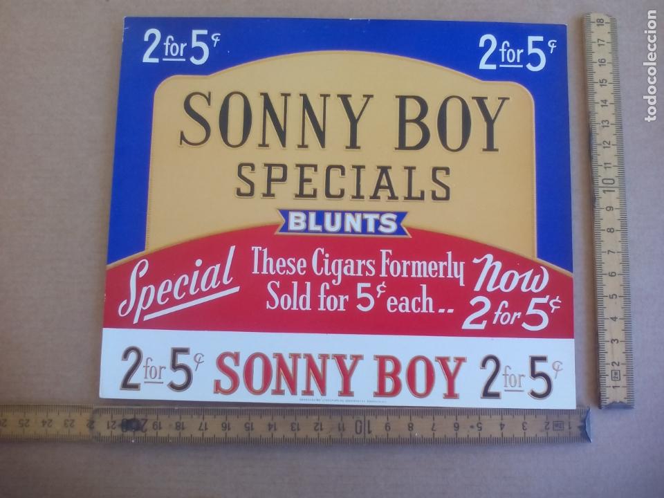 Etiquetas antiguas: SONNY BOY SPECIALS BLUNTS. ETIQUETA DE CAJA DE PUROS CIGARROS Cigar Box Label VITOLA