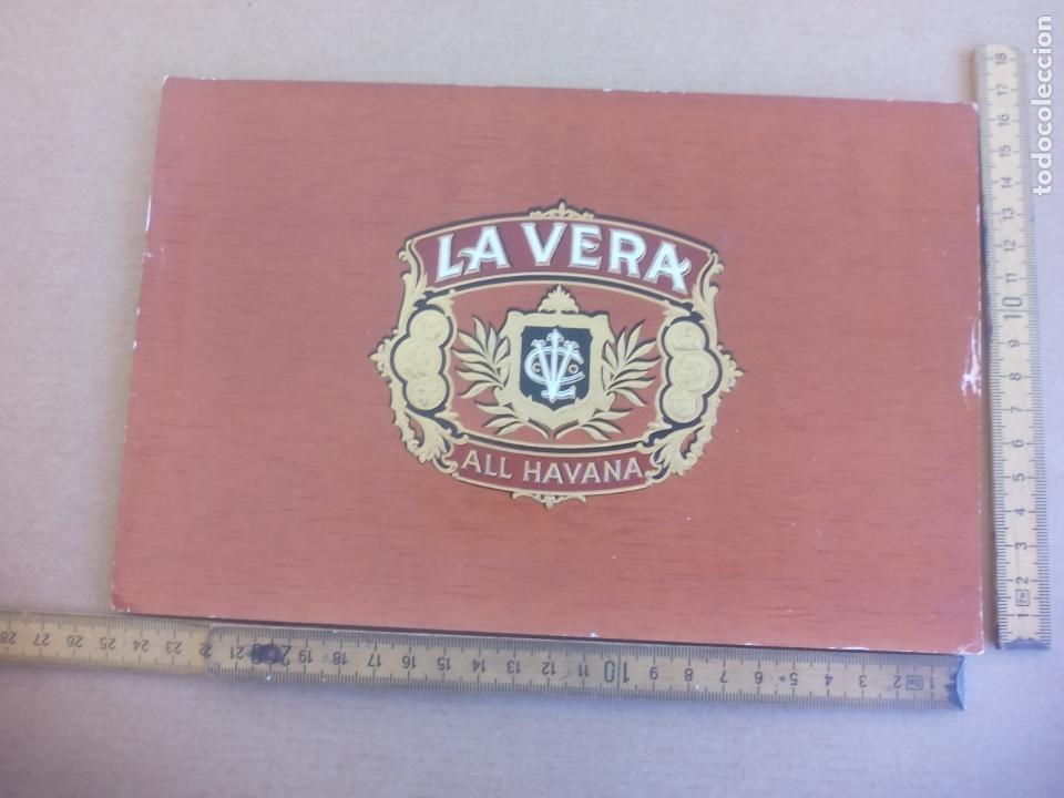 Etiquetas antiguas: LA VERA ALL HAVANA. ANTIGUA ETIQUETA DE CAJA DE PUROS CIGARROS Cigar Box Label VITOLA