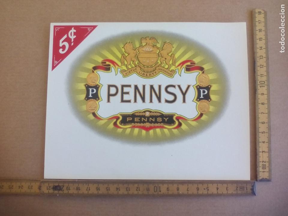 Etiquetas antiguas: PENNSY ANTIGUA ETIQUETA DE CAJA DE PUROS CIGARROS Cigar Box Label VITOLA