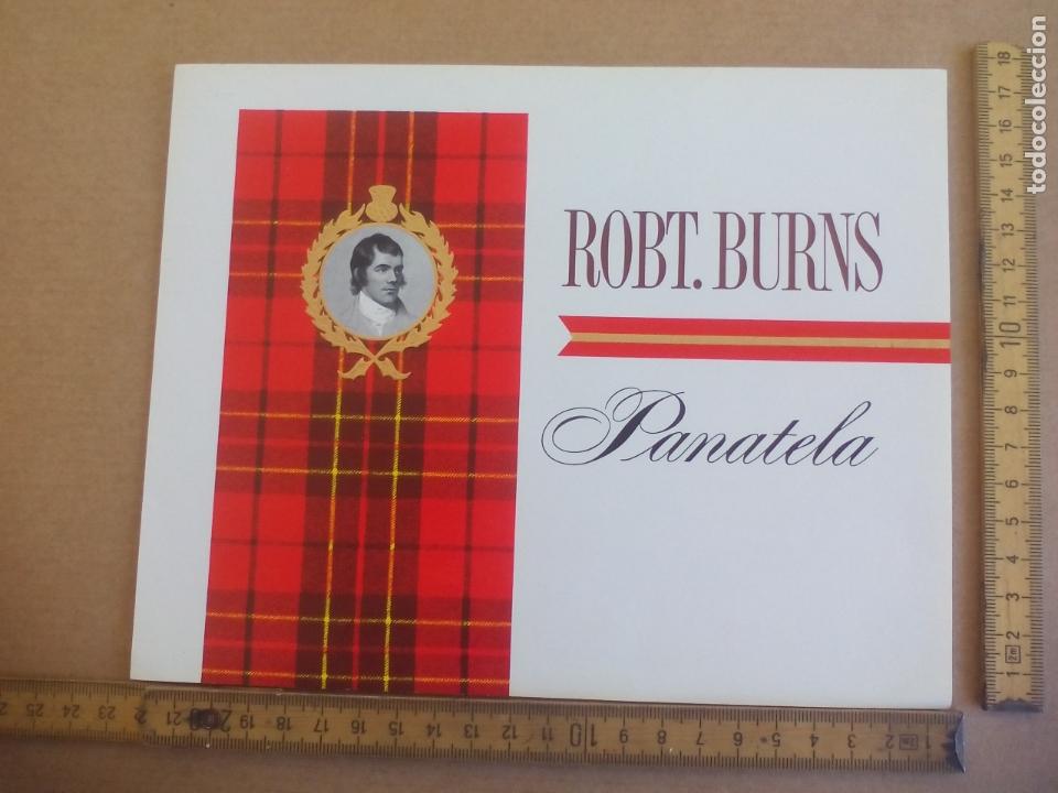 Etiquetas antiguas: ROBT. BURNS. PANATELA. ANTIGUA ETIQUETA DE CAJA DE PUROS CIGARROS Cigar Box Label VITOLA