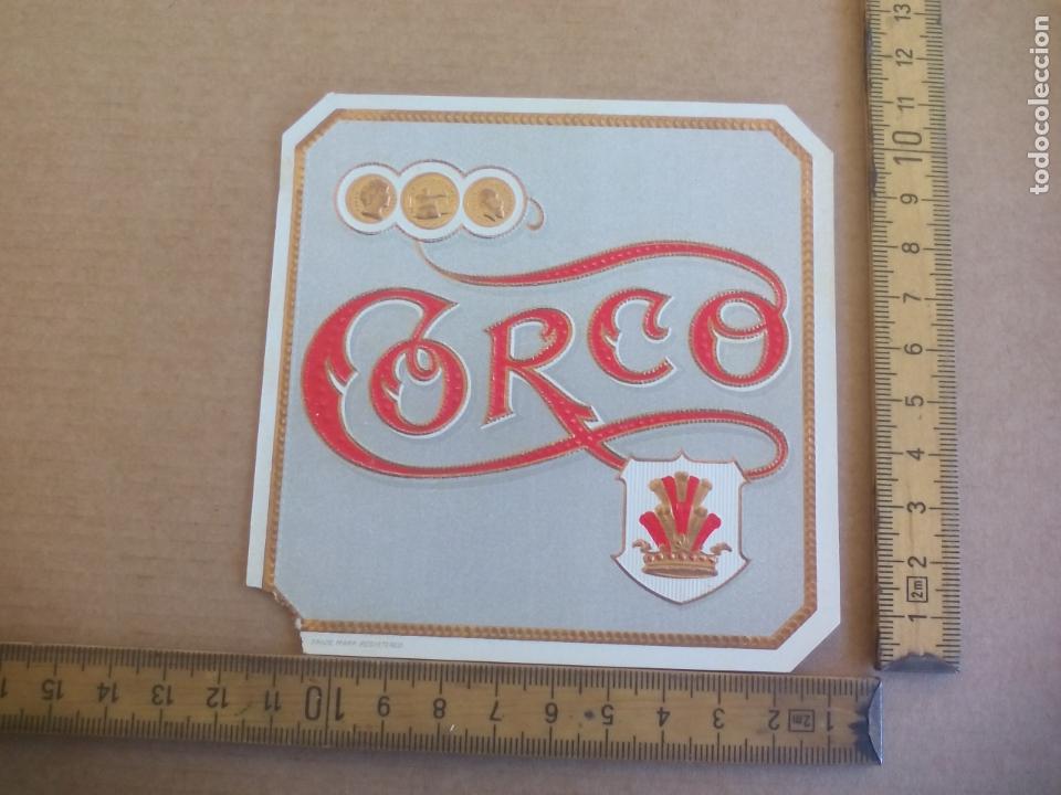 Etiquetas antiguas: CORCO ANTIGUA ETIQUETA DE CAJA DE PUROS CIGARROS Cigar Box Label VITOLA