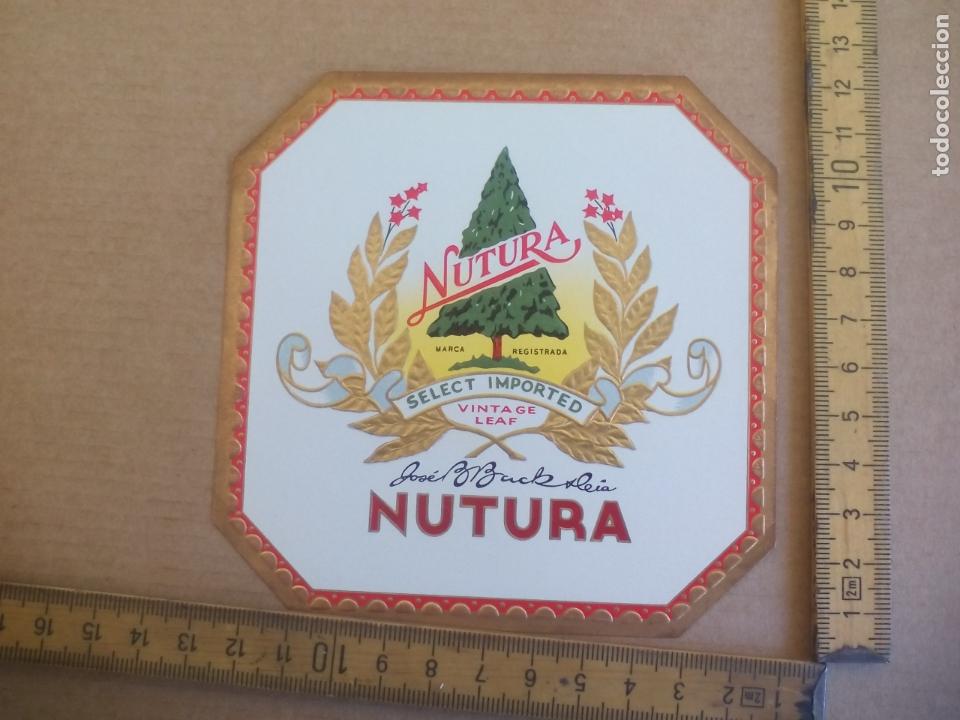 Etiquetas antiguas: NUTURA. ANTIGUA ETIQUETA DE CAJA DE PUROS CIGARROS Cigar Box Label VITOLA
