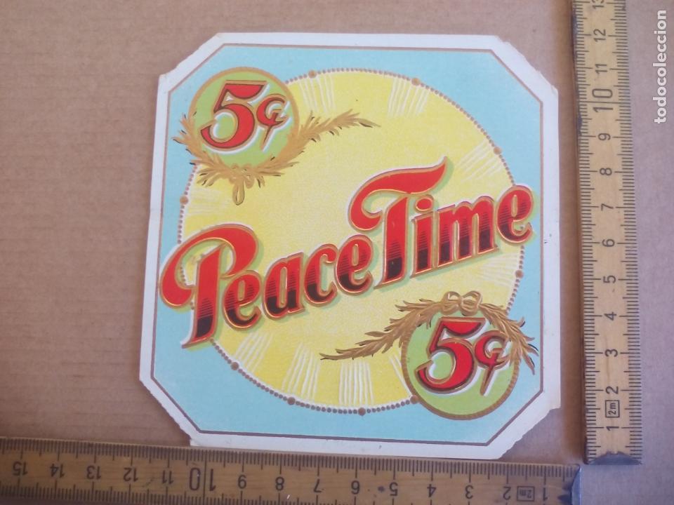 Etiquetas antiguas: PEACE TIME. ANTIGUA ETIQUETA DE CAJA DE PUROS CIGARROS Cigar Box Label VITOLA