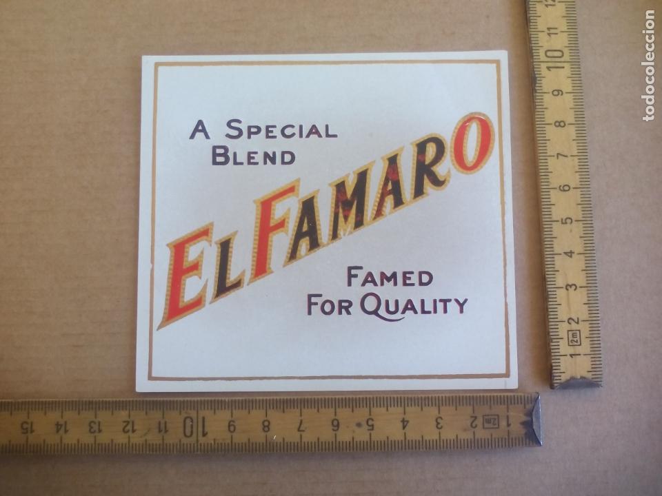 Etiquetas antiguas: EL FAMARO. A SPECIAL BLEND FAMED ANTIGUA ETIQUETA DE CAJA DE PUROS CIGARROS Cigar Box Label VITOLA