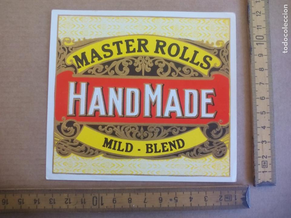 Etiquetas antiguas: MASTER ROLLS HAND MADE MILD BLEND. ANTIGUA ETIQUETA DE CAJA DE PUROS CIGARROS Cigar Box Label VITOLA