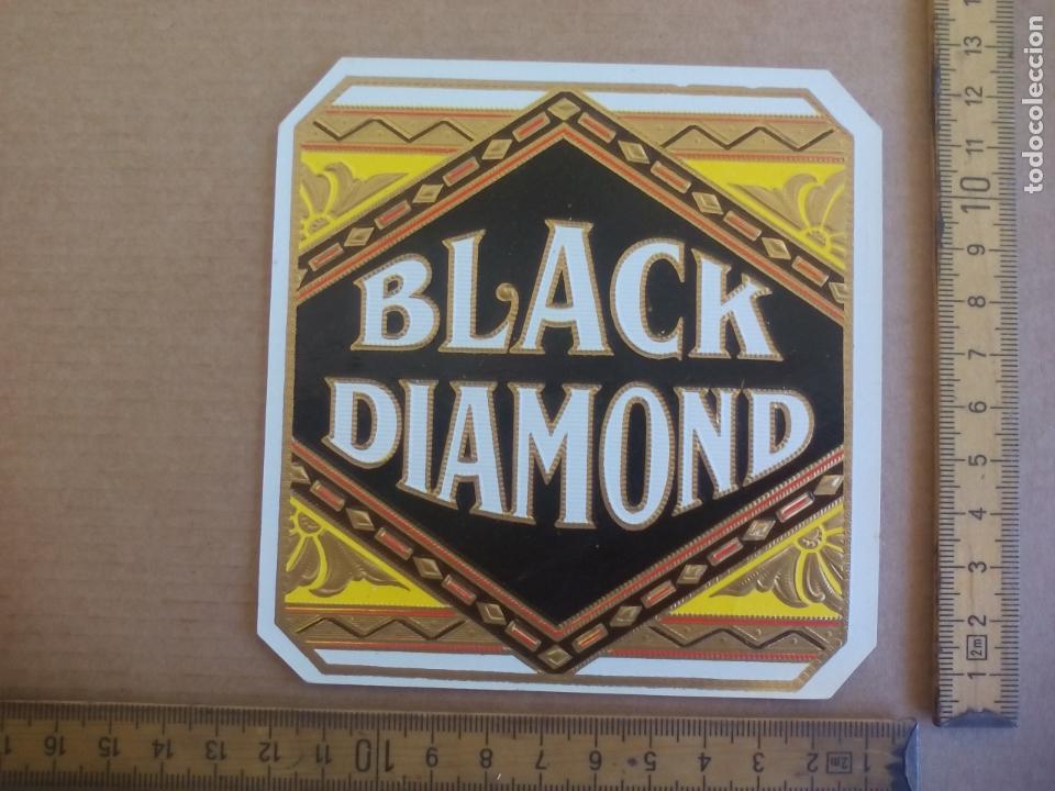Etiquetas antiguas: BLACK DIAMOND. ANTIGUA ETIQUETA DE CAJA DE PUROS CIGARROS Cigar Box Label VITOLA