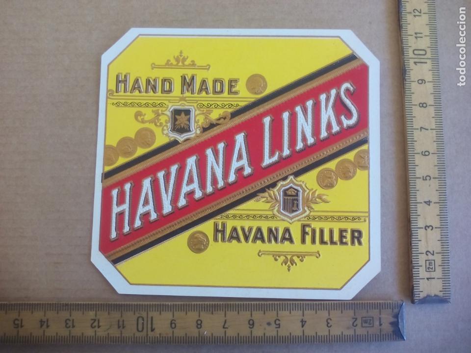Etiquetas antiguas: HAVANA LINKS HAVANA FILLER HAND ANTIGUA ETIQUETA DE CAJA DE PUROS CIGARROS Cigar Box Label VITOLA