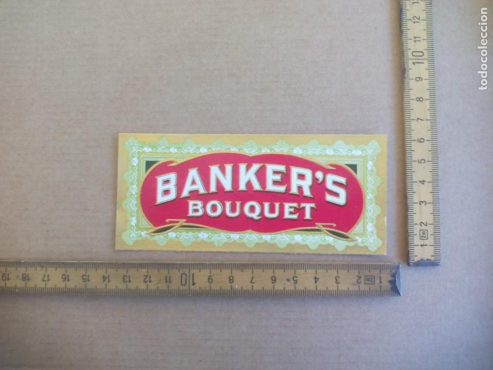Etiquetas antiguas: BANKER'S BOUQUET ANTIGUA ETIQUETA DE CAJA DE PUROS CIGARROS Cigar Box Label VITOLA