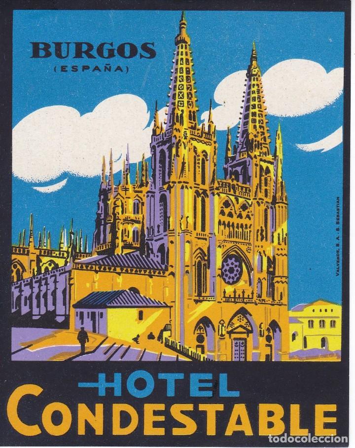 Etiquetas antiguas: ANTIGUA ETIQUETA DEL HOTEL CONDESTABLE DE BURGOS