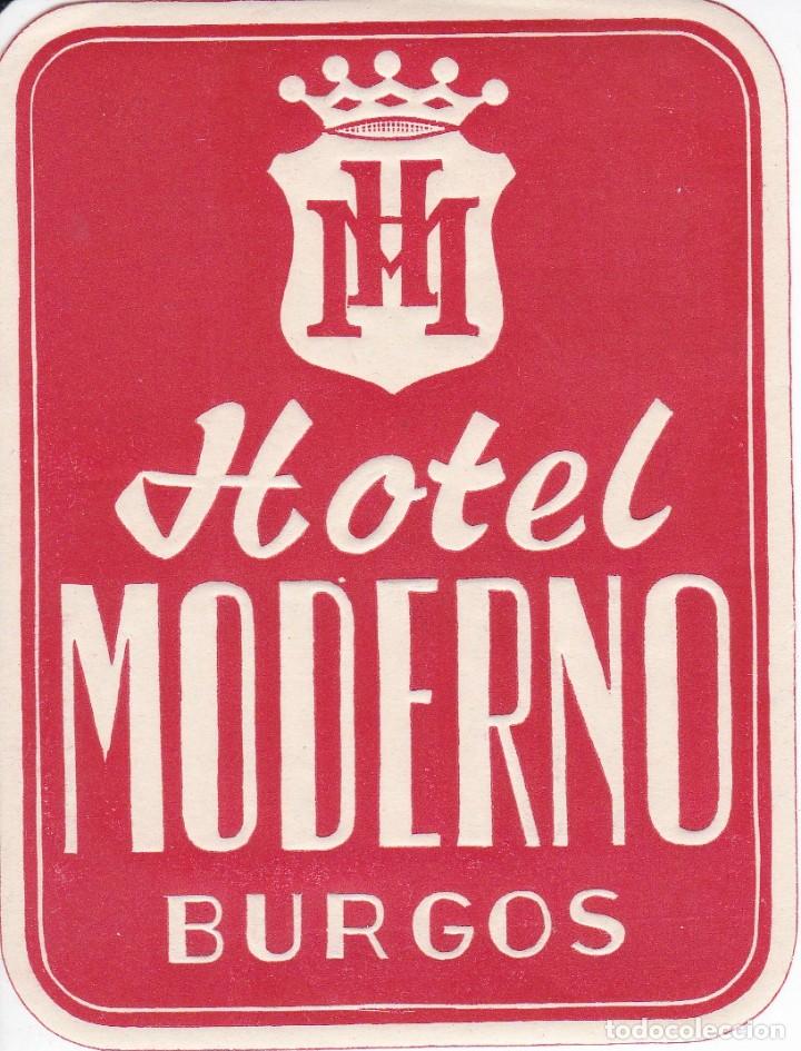Etiquetas antiguas: ANTIGUA ETIQUETA DEL HOTEL MODERNO DE BURGOS