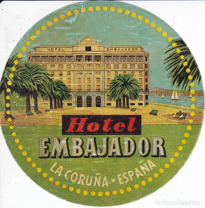 Etiquetas antiguas: ANTIGUA ETIQUETA DEL HOTEL EMBAJADOR DE LA CORU&Ntilde;A