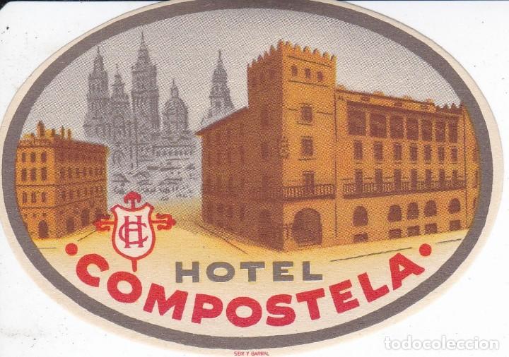 Etiquetas antiguas: ANTIGUA ETIQUETA DEL HOTEL COMPOSTELA