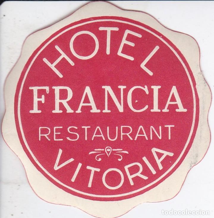 Etiquetas antiguas: ANTIGUA ETIQUETA DEL HOTEL FRANCIA DE VITORIA