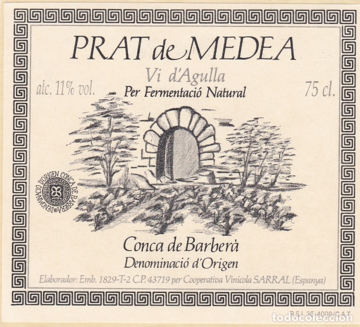 Alte Etiketten: etiquetas vinos. Prat de Medea. Conca de Barber&aacute;. Coop.Vin&iacute;cola Sarrat. Espa&ntilde;a
