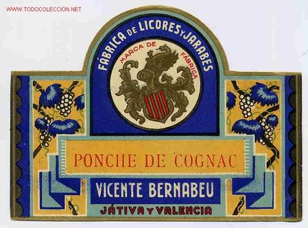Old Labels: ETIQUETA PONCHE DE CO&Ntilde;AC COGNAC ER 106