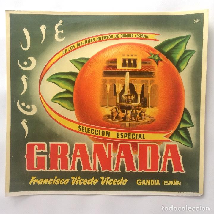 Etiquetas antiguas: ETIQUETA NARANJAS - MARCA GRANADA - GANDIA (VALENCIA)