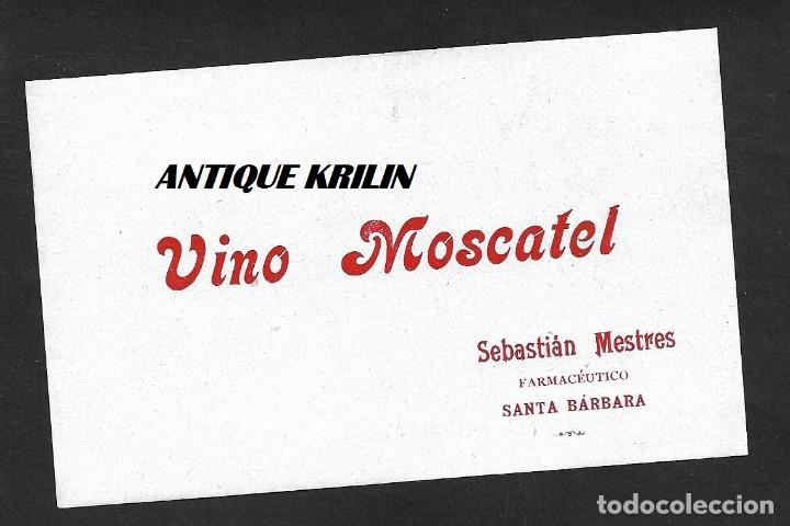 Etichette antiche: SANTA BARBARA .- TARRAGONA .-FARMACEUTICO  SEBASTIAN MESTRES .- VINO MOSCATEL
