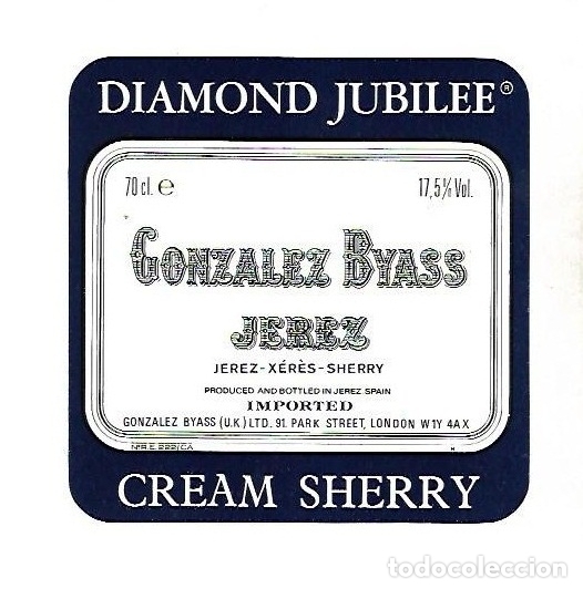 Old Labels: ETIQUETA DE VINO. DIAMOND JUBILLE. CREAM SHERRY