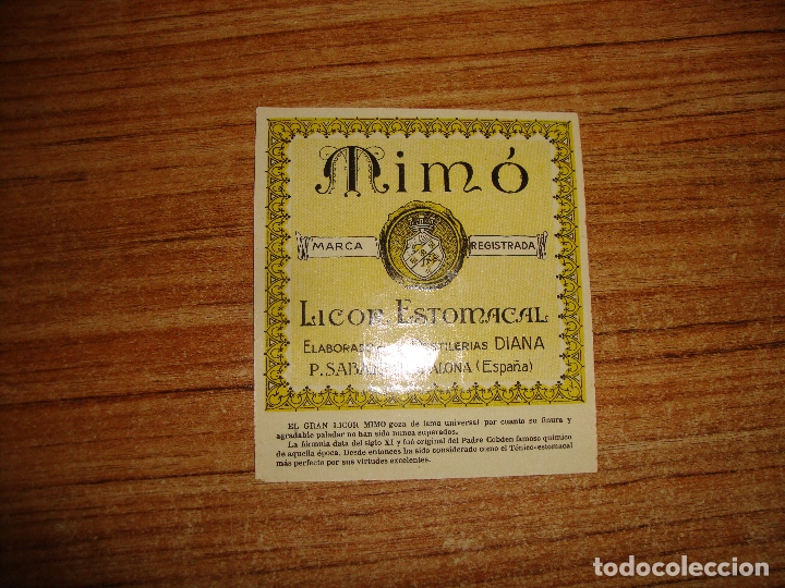 Etiquetas antiguas: (ALB-TC-105) ANTIGUA ETIQUETA DE LICOR MIMO P SABATE BADALONA