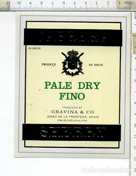 Etiquetas antiguas: ETIQUETA DE VINO CABRERA PALE DRY FINO GRAVINA & CO  SHERRY