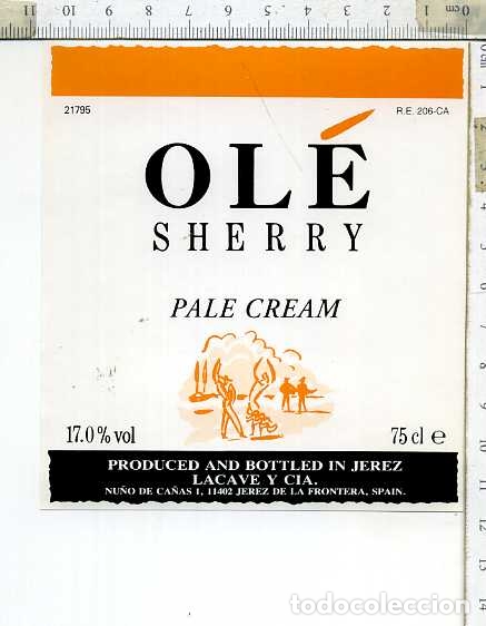 Etiquetas antiguas: ETIQUETA DE VINO PALE CREAM  OLE SHERRY  LACAVE Y CIA. JEREZ DE LA FRONTERA
