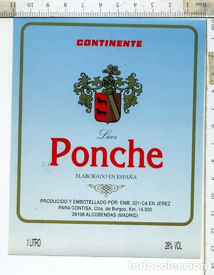 Alte Etiketten: ETIQUETA DE PONCHE CONTINENTE