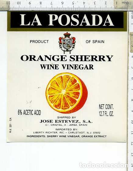 Etiquetas antiguas: ETIQUETA DE  VINO LA POSADA ORANGE SHERRY  JOSE ESTEVEZ S.A