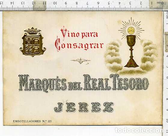 Etiquetas antiguas: ETIQUETA DE VINO PARA CONSAGRAR MARUQEZ DEL REAL TESORO