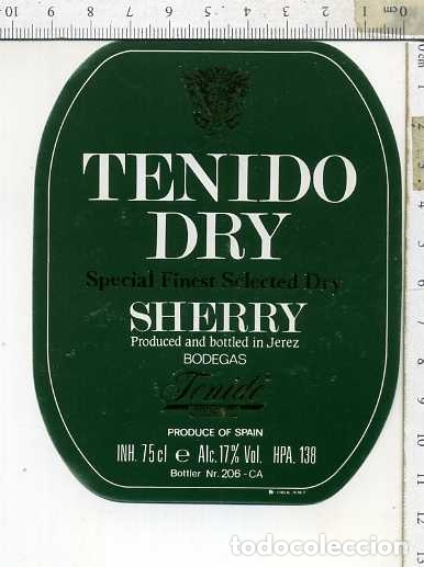 Etiquetas antiguas: ETIQUETA DE VINO tendido dry sherry  BODEGAS FENIDO JEREZ