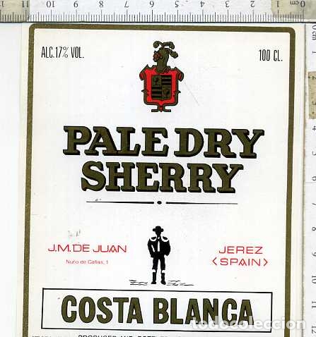 Etiquetas antiguas: ETIQUETA DE VINO COSTA BLANCA PALE DRY  JEREZ