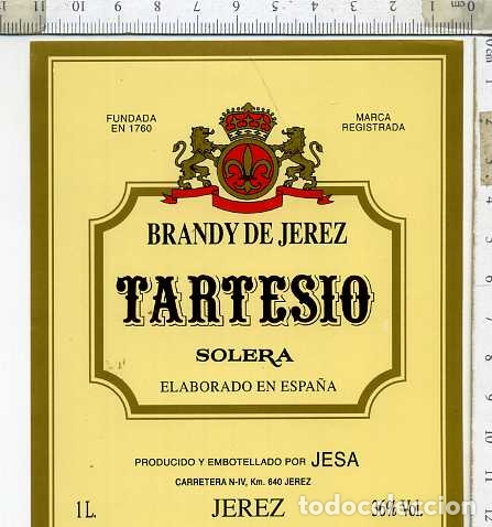 Etiquetas antiguas: ETIQUETA VINO  TARTESIO BRANDY  DE JEREZ