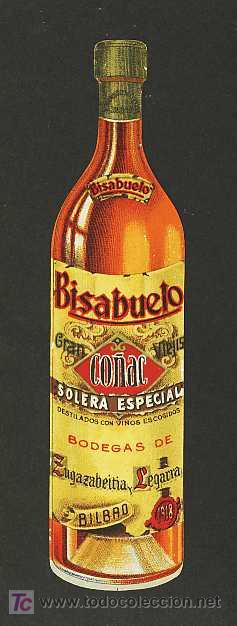 Etiquetas antigas: Etiqueta de de Co&ntilde;ac BISABUELO. Troquelada