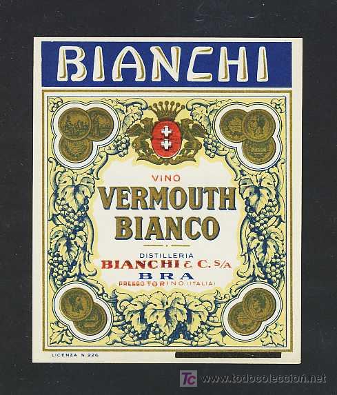 Etiquetas antiguas: Etiqueta de VERMOUTH Bianchi