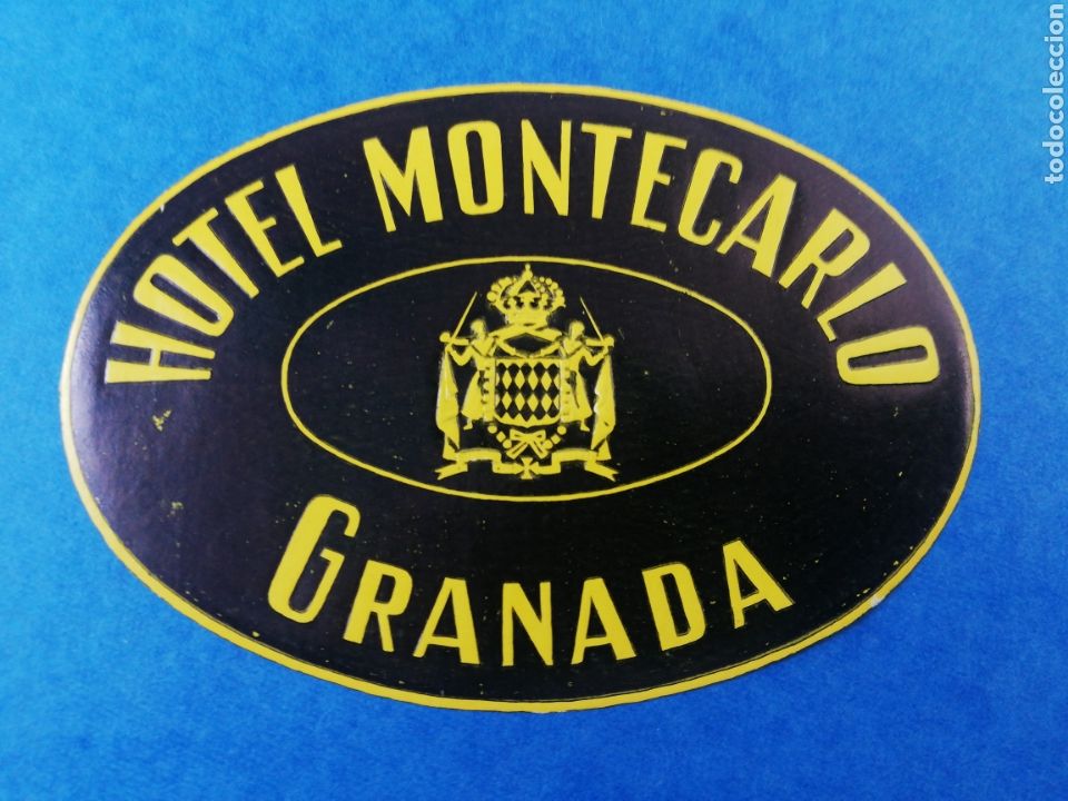 Etiquetas antiguas: ETIQUETA HOTEL MONTECARLO GRANADA ANDALUCIA LUGGAGE LABEL ANTIGUA.