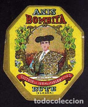 Etichette antiche: ETIQUETA (PEQUE&Ntilde;A) ANIS BOMBITA (TORERO) - SUCESOR DE JUAN DE DIOS GIMENEZ - RUTE (CORDOBA)