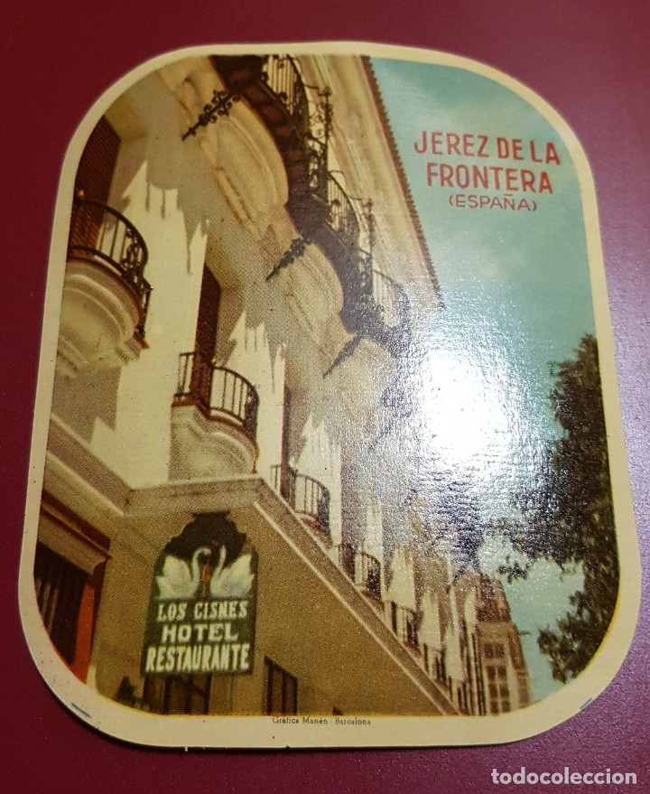 Etiquetas antiguas: ETIQUETA HOTEL - LOS CISNES HOTEL RESTAURANTE JEREZ DE LA FRONTERA