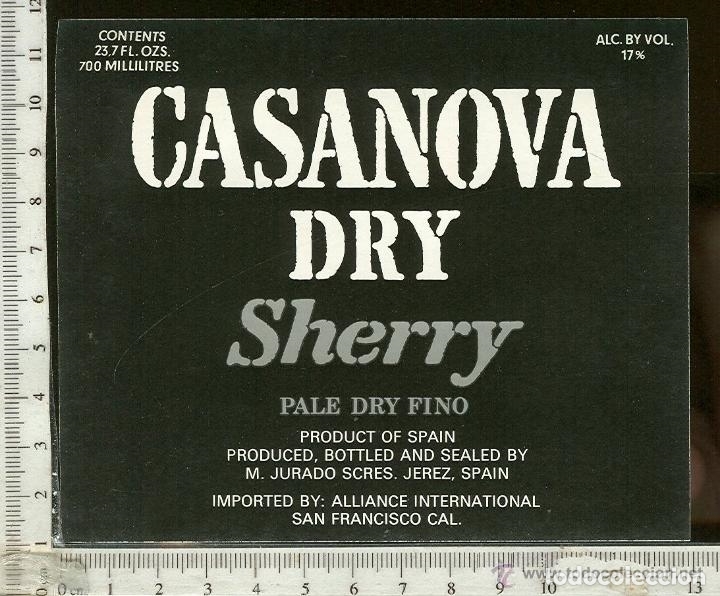 Etiquetas antiguas: ETIQUETA VINO CASANOVA DRY SHERRY JEREZ