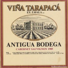 Etiquetas antiguas: ETIQUETA DE VINO VIÑA TARAPACÁ - ANTIGUA BODEGA - LA FLORIDA, SANTIAGO DE CHILE