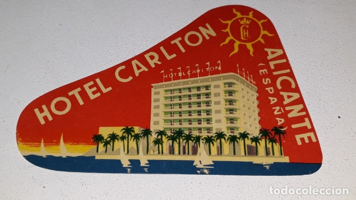 Etiquetas antiguas: ANTIGUA ETIQUETA DEL HOTEL CARLTON DE ALICANTE A&Ntilde;OS 50 PARA MALETA
