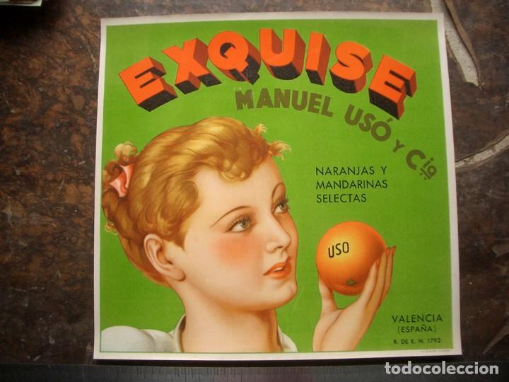 Etiquetas antiguas: Etiqueta de naranjas EXQUISE - Foto 1