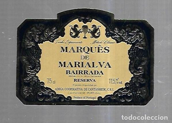 Etichette antiche: ETIQUETA DE VINO. MARQUES DE MARIALVA. BAIRRADA. RESERVA