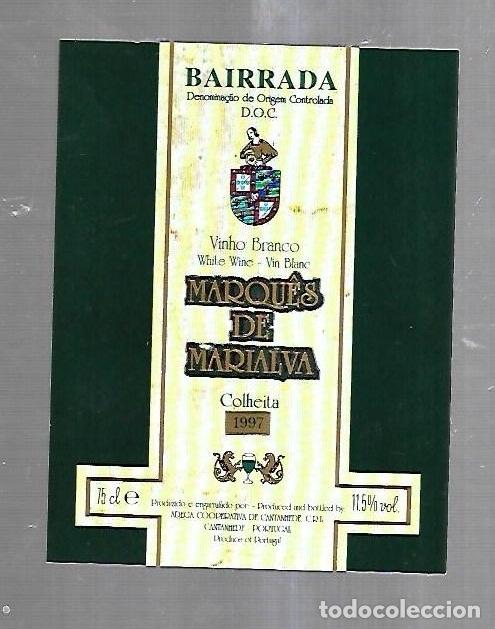 Alte Etiketten: ETIQUETA DE VINO. MARQUES DE MARIALVA. BAIRRADA. COLHEITA 1997