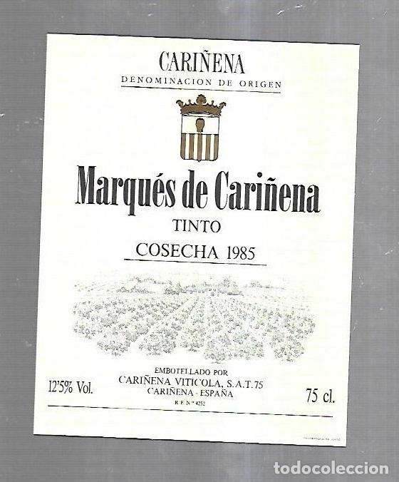 Etichette antiche: ETIQUETA DE VINO. MARQUES DE CARI&Ntilde;ENA. TINTO. COSECHA 1985.