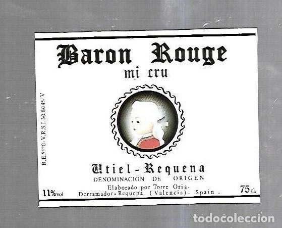 Alte Etiketten: ETIQUETA DE VINO. BARON ROUGE MI CRU. UTIEL-REQUENA