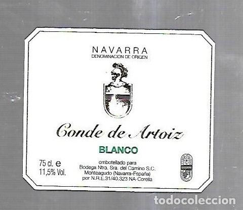 Alte Etiketten: ETIQUETA DE VINO. CONDE DE ARTOIZ. BLANCO. NAVARRA