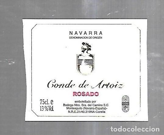 Alte Etiketten: ETIQUETA DE VINO. CONDE DE ARTOIZ. ROSADO. NAVARRA