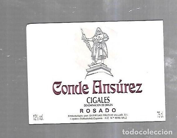 Alte Etiketten: ETIQUETA DE VINO. CONDE ANSUREZ. ROSADO. CIGALES